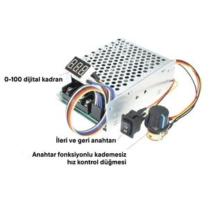 Contrôleur de vitesse de moteur CC bidirectionnel 40A 12V 24V 36V avec affichage numérique pour véhicule électrique - Product Image 2