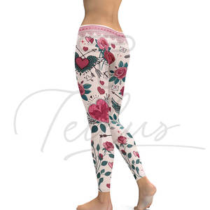 Nouveau design, leggings pour femmes grande taille, imprimé Saint-Valentin, longueur totale, taille haute élastique, spandex/polyester, séchage rapide, respirant - Product Image 1