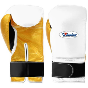 Gants de boxe professionnels en cuir noir et or blanc, avec fermeture velcro au poignet, pour l'entraînement et le sparring, pour hommes et femmes - Product Image 1