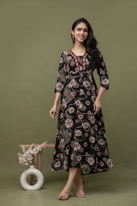 Robe longue de qualité supérieure séquence broderie travail côté Dori Handloom fabricant indien - Product Image 4
