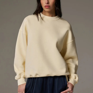 Sweat-shirt ample en polyester de qualité supérieure, style uni, nouvelle collection 2026, vente en gros, épaules tombantes, col rond, pour femmes - Product Image 1