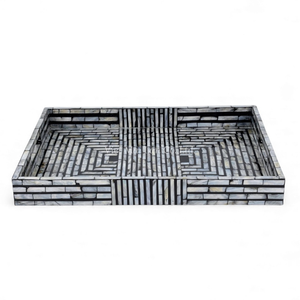 Plateau rectangulaire en nacre naturelle pour la décoration de la maison, plateau de service artisanal en coquille naturelle, fabriqué directement au Vietnam - Product Image 2