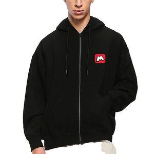 Sudadera con Capucha Extra Grande de Algodón Estampada Personalizada para Hombre, Ropa Urbana Clásica, Sudadera con Capucha y Cremallera, Hombros Caídos, Serigrafía - Product Image 2