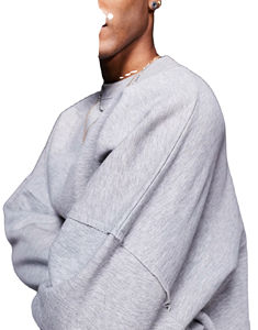 OEM/ODM 100% sudaderas de lana de tela de algodón hombros caídos peso pesado grueso 450GSM sudaderas de hombre de gran tamaño Boxy fit - Product Image 3