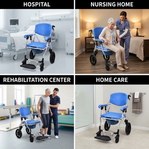 Sedia Comoda Pieghevole <span class=keywords><strong>con</strong></span> Ruote 125kg <span class=keywords><strong>con</strong></span> Seduta in EVA per Anziani Assistenza Domiciliare Fornitura OEM ODM - Product Image 3