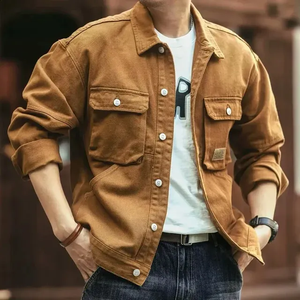 Hot <b>Sale</b> - Men Casual Cargo Jackets Men Windbreaker Cotton Standard Length Jacket Mens Winter Bomber Jacket Khaki - Product Image 3