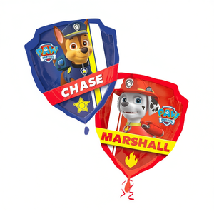Ballon en aluminium Paw Patrol Chase Marshall 63x68cm, lot de 2, décoration de fête - Product Image 1