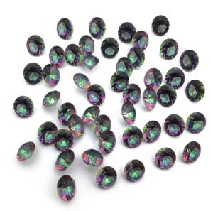 Piedra de arcoíris redonda Cuarzo místico natural Piedra preciosa suelta Tamaño calibrado para hacer joyas DIY Uso OEM - Product Image 1