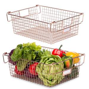 Cesta de Frutas Apilable de Alambre de Hierro con Asas, Organizador de Almacenamiento de Cocina Multifuncional de Gran Capacidad para Frutas y Verduras - Product Image 1
