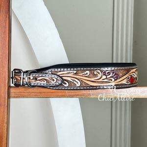 Nuevo logotipo personalizado, cuero mecanizado a mano, patrón Floral occidental personalizado, Collar para mascotas, Collar de perro con hebilla duradera de cuero genuino - Product Image 1