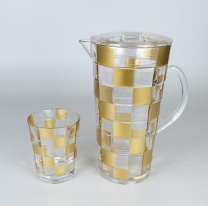 Jarra de Agua Acrílica Moderna con Diseño de Mosaico Transparente y Dorado Jack Worth, Juego de Jarras para Fiestas, Uso en Interiores y Exteriores - Product Image 3