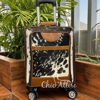 Valises de voyage de luxe en cuir de vachette véritable, légères, durables, avec grandes roues pivotantes, pour bagages à main
