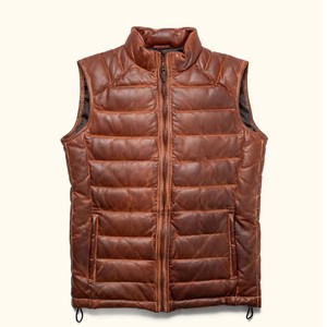 Gilet en cuir unisexe en peau d'agneau avec fourrure, couleur blanche, style à rabat, gilet tendance de haute qualité avec gilet en cuir d'agneau personnalisé OEM - Product Image 4
