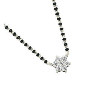 Compra un Mangalsutra de Plata Pura Chapado en Oro con Cuentas, Diseño Floral, Étnico, Religioso, con Diamantes en Forma de Pera, Regalo de Boda para Esposa - Product Image 3