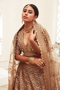 Lehenga Choli ชุดเสื้อผ้าเจ้าสาว Lehanga Choli,เสื้อผ้าเจ้าสาวดีไซเนอร์ทนทานสำหรับงานแต่งงาน - Product Image 3