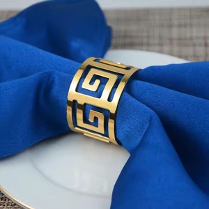 Gold Textured Triangle Napkin Rings <b>Stainless</b> <b>Steel</b> <b>Table</b> Decor for Weddings Home Parties Stocked Metal Napkins Set - Product Image 4