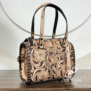 2025 Good Quality Hand Tooled Leather Speedy Duffel <b>Bag</b> Logo Custom Genuine Leather Travel Duffel <b>Bag</b> Handbag <b>for</b> <b>Men</b> & Women - Product Image 1