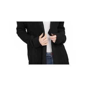 Cardigan Lungo da Ragazza Ultra Flirt con Lavorazione a Trecce, Apertura Frontale, Stampa Casual, Stagione Autunnale, Nero in Acrilico, Taglia Large - Product Image 3