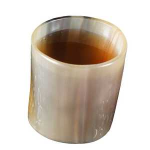 Taza de cuerno hecha a mano de lujo con borde de latón - Product Image 6