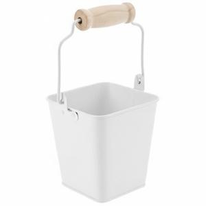 Seau décoratif rond standard de luxe en métal et fer avec poignée, petit seau de service blanc en acier galvanisé pour la maison - Product Image 2