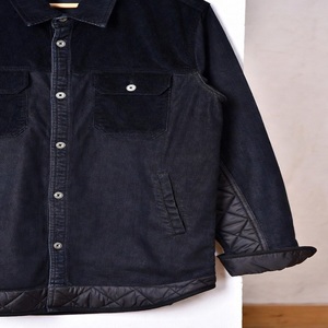 Veste d'hiver décontractée pour homme, coupe ajustée, en jean avec empiècements en velours côtelé, doublure matelassée, boutonnée, couleurs personnalisées, logo, respirante - Product Image 3