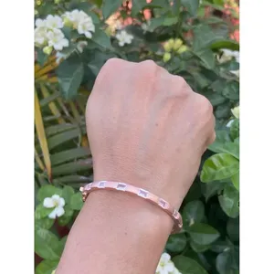 925 <b>Silver</b> Rose Quartz Fashion <b>Bracelet</b> Elegant <b>Bangle</b> with Intricate Design - Product Image 2