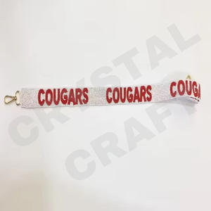 Customized <b>White</b> Gold Seed Bead Bag Straps Fashionable Accessories for Bags with Cougars Beaded <b>Purse</b> Strap - Product Image 1