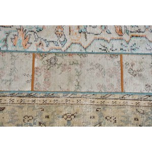 Alfombra Vintage de 2.1x4.1 pies, Alfombra Turca, Alfombra de Lana con Diseño Floral Azul - Product Image 4