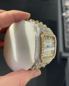 Reloj de diamantes Real VVS Moissanite, caja de oro amarillo de 5mm de espesor completo para hielo, cuarzo automático mejorado, acero inoxidable antiguo - Product Image 2