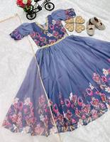 TENNECY Choli de Organza de Seda Taby Reversible, Elástico, de Secado Rápido, Sin Arrugas, con Estampado Digital para Niñas, Listo para Usar en Fiestas
