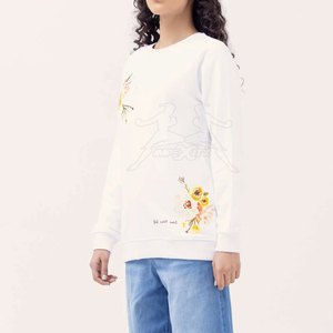 Sweat-shirt de qualité supérieure à texture lisse et à coupe décontractée en coton mélangé léger avec col rond - Product Image 3