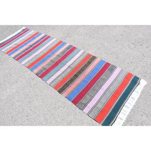 Tapis en laine turque vintage 26x92 pieds, zone surdimensionnée beige moderne, tissage plat, support en latex, patchwork pour décorations de salon - Product Image 4