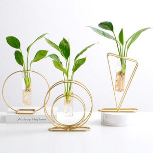 Vase à fleurs en verre et en fer fait à la main, design moderne, couleur personnalisée pour la décoration de la maison, du mariage, du salon, de la table - Product Image 6