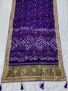 Sari Étnico de Seda Gaji con Bordado de Lentejuelas de 3mm, Diseño Sólido, Elástico y Ecológico - Product Image 6