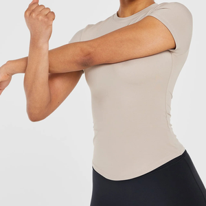 Camisetas para correr para mujer, ropa de Yoga hecha con logotipo personalizado, ropa deportiva para gimnasio de manga corta para mujer, camisetas para correr a la venta, precio razonable - Product Image 6