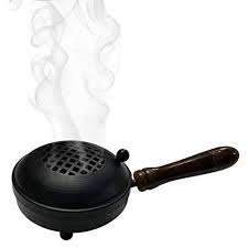 Brûleur d'encens artisanal indien parfum naturel bois métal vaisselle noir enduit Pastille brûleur poignée intérieur décoratif - Product Image 4