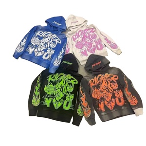 Sweats à Capuche Solides Surdimensionnés Unisexe 100% Coton, Streetwear, Pull de Style Jeune, Impression Personnalisée, Broderie Noire Lavée à la Pierre - Product Image 2