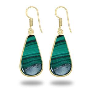 Malachite Earrings Drop <b>Stone</b> Jewelry for Boho Chic Styles High End Luxury 18K Gold Plated Malachite Earring Jewelry Women - Product Image 4