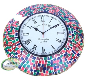 Horloge murale analogique de qualité supérieure INAM HANDICRAFTS Design abstrait multicolore fait à la main pour salon Quartz Face unique - Product Image 1