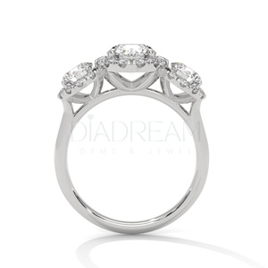 Anillo de compromiso de corte de tres piedras de Plata de Ley 925 más Popular, anillo de boda Original de Halo de diamante cultivado Leb para fiestas de mujeres - Product Image 5