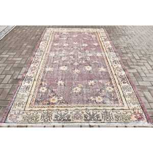 พรมวินเทจ ขนาด 5.8x9.3 ฟุต พรมขนาดใหญ่ พรมขนสัตว์ตุรกีสีแดงลายปะติด - Product Image 1