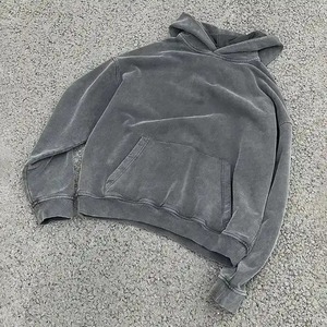 Sweat à capuche Streatwear personnalisé sans ficelle polaire vierge fermeture éclair Vintage Double couche lavage à l'acide soleil délavé sweat à capuche en détresse pour hommes - Product Image 5