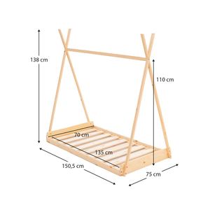 Cama Tipi de Madera Natural ROBINCOOL, Tipo Montessori, con Base de Listones, para Niños y Niñas - Product Image 3