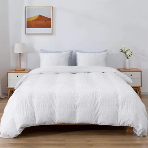 Ensemble de draps blancs de haute qualité 4 pièces, housse de couette et édredon durables, literie tissée unie, vente en gros avec OEM - Product Image 2