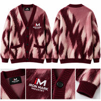 Pull en tricot décontracté pour femme Iron Mark Industry, col rond, manches longues, motif tie-dye, avec poches, 100 % acrylique, anti-boulochage, idéal pour l'hiver