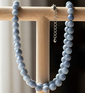 Collier pour femme en argent tibétain de 18 pouces avec pierre de labradorite et d'aquamarine, perles nouées à la main, design géométrique, tendance, cadeau de mode - Product Image 6