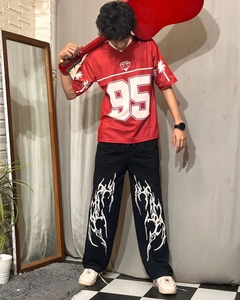 กางเกงทรงหลวมสไตล์สตรีทเข้ารูปพิมพ์ลายออร่าเฟรนช์เทอร์รี่ - Product Image 3