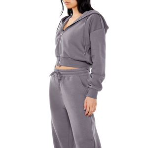 Sweat à capuche zippé respirant et surdimensionné de haute qualité pour femmes, polaire douce, Logo personnalisé, cordon de serrage à fermeture éclair Haus Industries - Product Image 5