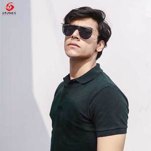 220gsm T-shirt polo en coton personnalisé avec col raide Polo pour hommes à manches courtes tricoté vierge à manches courtes chemises habillées pour hommes - Product Image 4