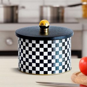 1.3L Damier Métal rond Boîte de conserve Poignée 140x100mm Panier - Product Image 2